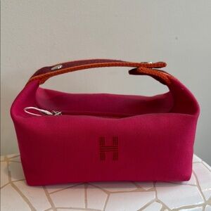Hermes Pink and Orange Canvas Bride a Brac Bag